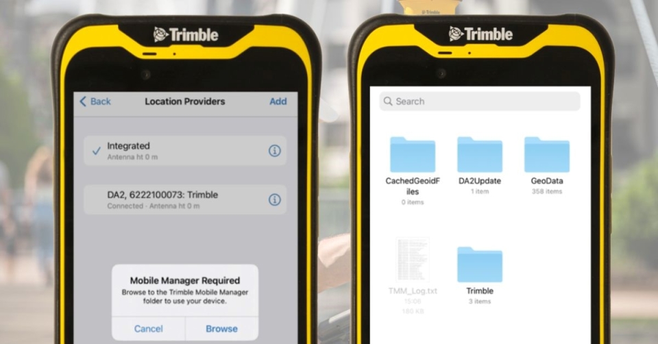 Pasirinkite "Browse" ir raskite Trimble Mobile Manager aplanką. Pasirinkite aplanką ir jį atidarykite