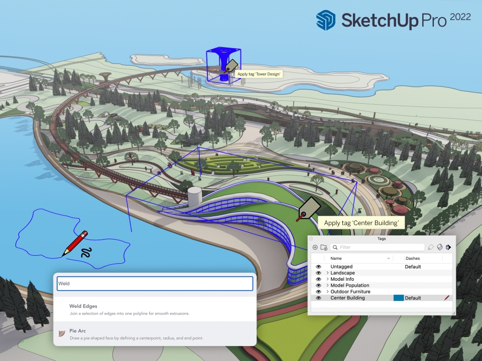 Įrankių paieškos funkcija „SketchUp“ aplinkoje